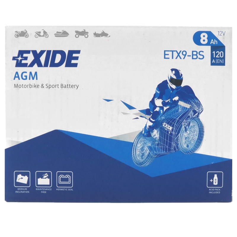 EXIDE AGM ETX9-BS 12V 8Ah 120A (EN)