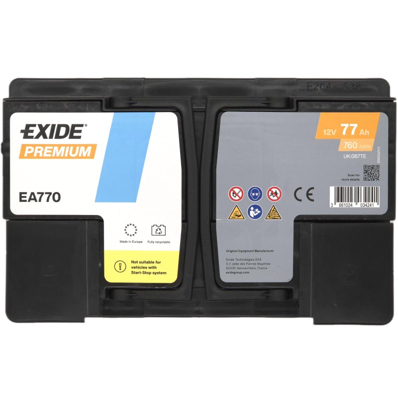 EXIDE Premium EA770 12V 77Ah 760A (EN)