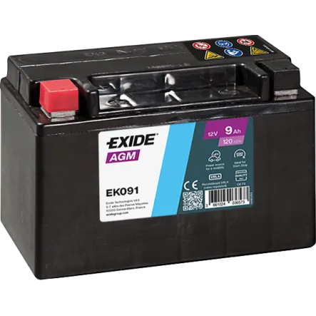EXIDE AGM EK091 12V 9Ah 120A (EN)