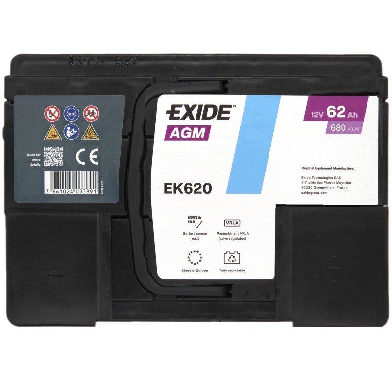 EXIDE AGM EK620 12V 62Ah 680A (EN)