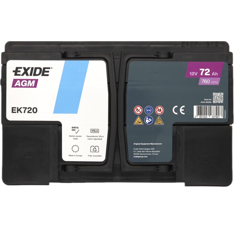 EXIDE AGM EK720 12V 72Ah 760A (EN)