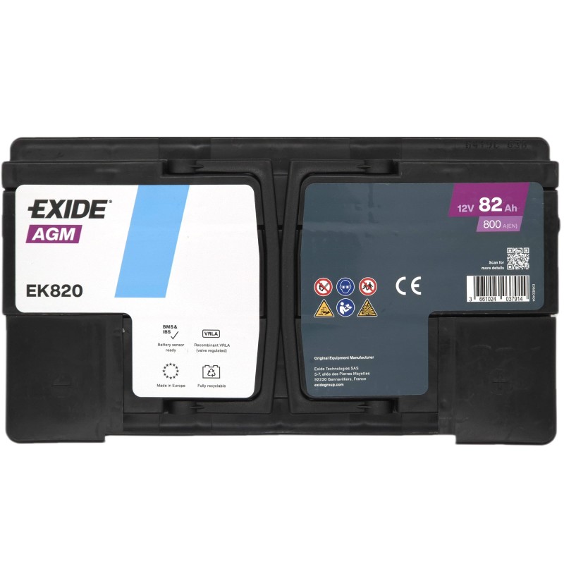 EXIDE AGM EK820 12V 82Ah 800A (EN)