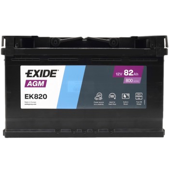 EXIDE AGM EK820 12V 82Ah 800A (EN)
