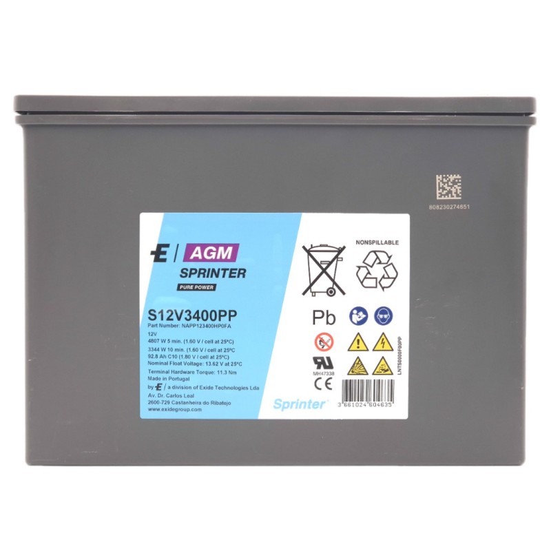EXIDE AGM SPRINTER S12V3400PP 12V 92.8Ah