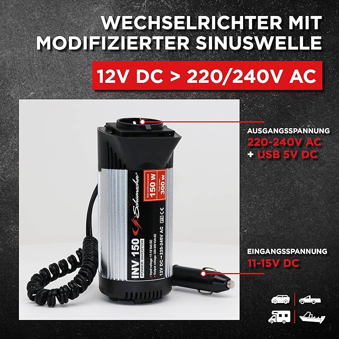 Schumacher INV150 12V DC → 220V/240V AC