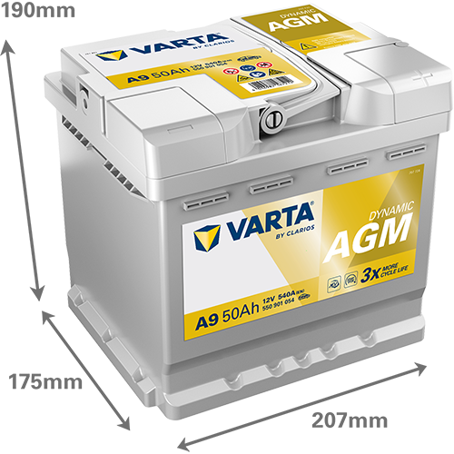 VARTA Dynamic AGM A9 12V 50Ah 540A (EN)