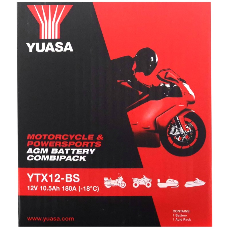 YUASA AGM YTX12-BS 12V 10.5Ah 180A (CCA)