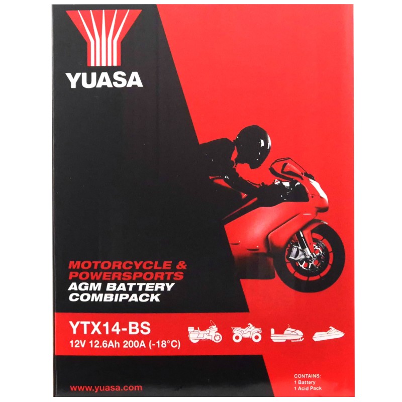 YUASA AGM YTX14-BS 12V 12.6Ah 200A (CCA)