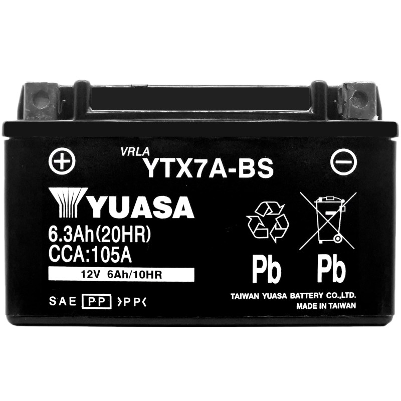 YUASA AGM YTX7A-BS 12V 6.3Ah 105A (CCA)