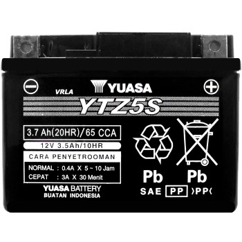 YUASA AGM YTZ5S 12V 3.7Ah 65A (CCA)