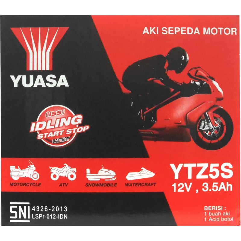 YUASA AGM YTZ5S 12V 3.7Ah 65A (CCA)