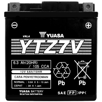 YUASA AGM YTZ7V 12V 6.3Ah 105A (CCA)