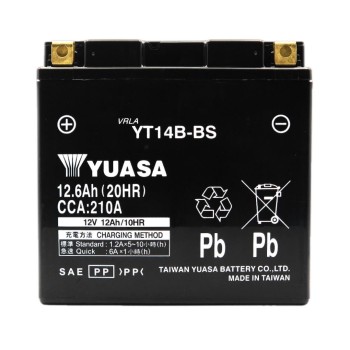 YUASA AGM YT14B-BS 12V 12.6Ah 210A (CCA)