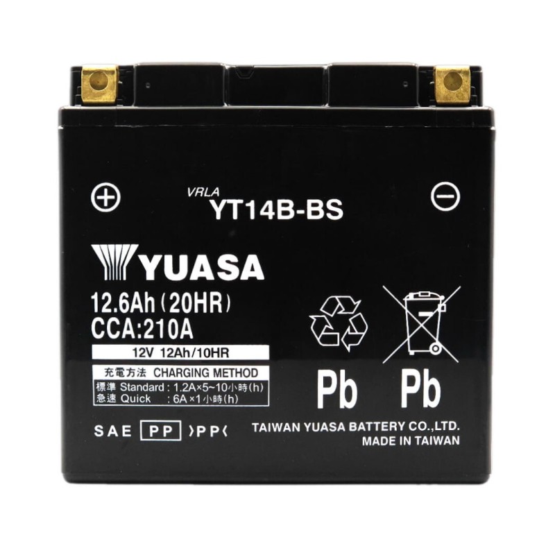 YUASA AGM YT14B-BS 12V 12.6Ah 210A (CCA)