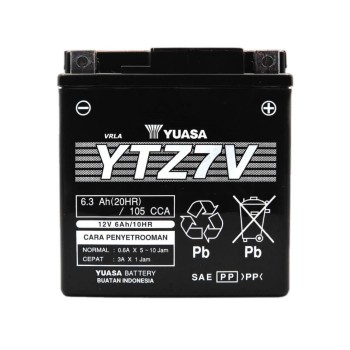 YUASA AGM YTZ7V 12V 6.3Ah 105A (CCA)